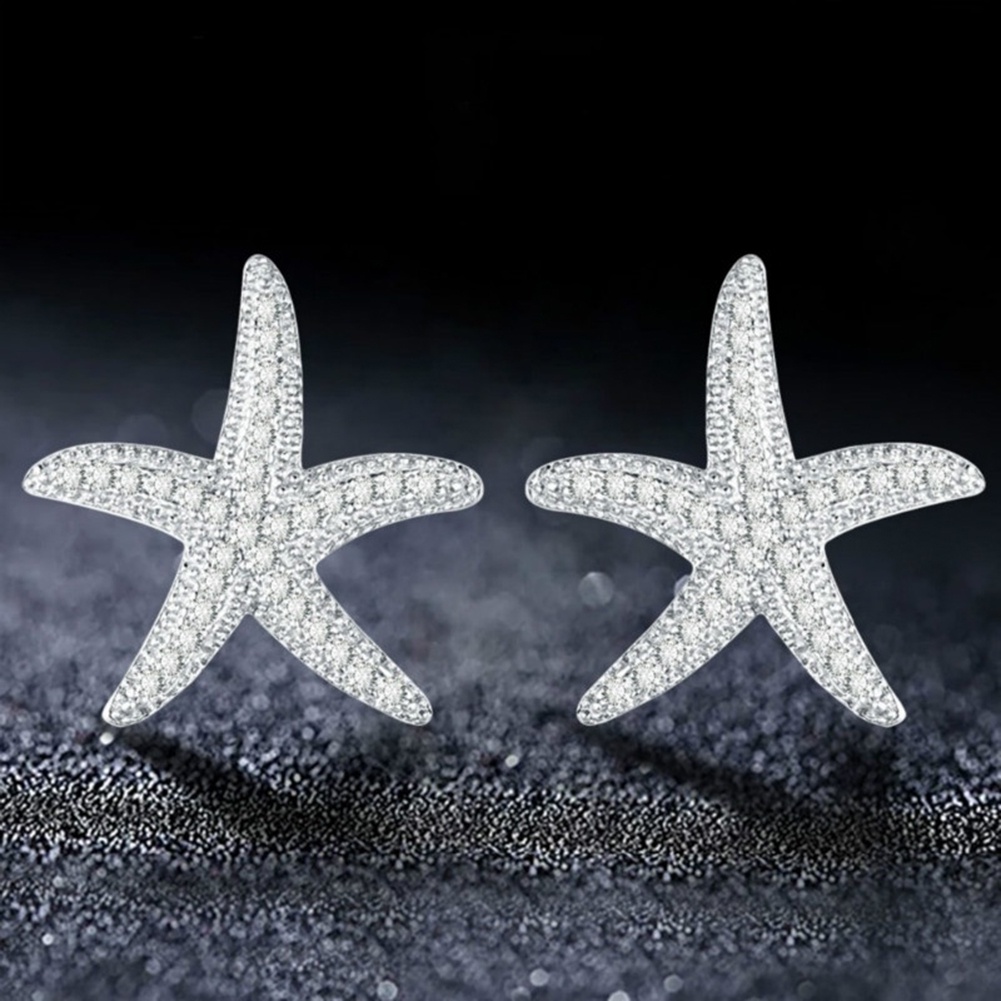 Kỹ Thuật Số| Hoa Tai Hình Sao Biển Đính Đá Lấp Lánh Cho Nữ