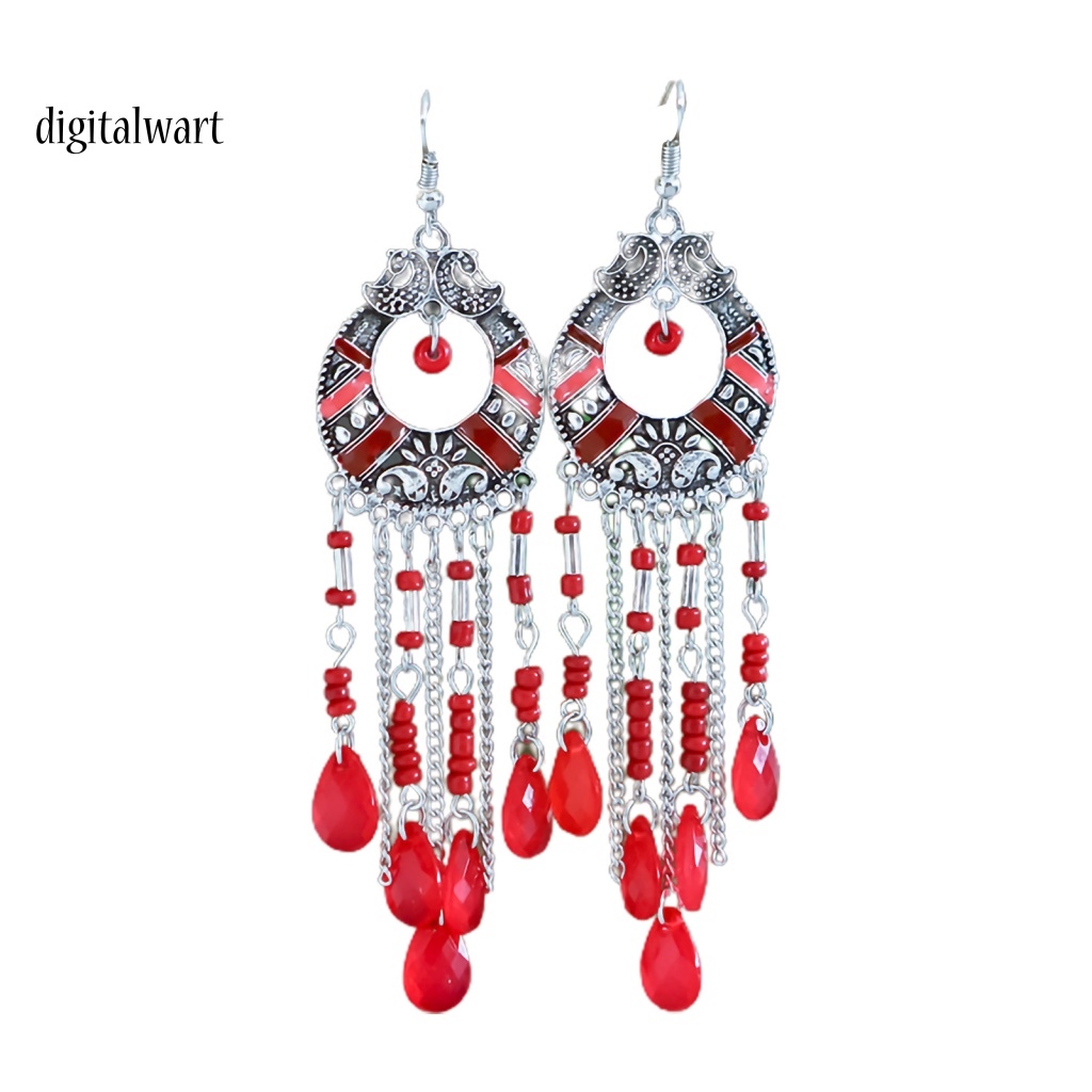 Kỹ Thuật Số| 1 Cặp Bông Tai Móc Tua Rua Đính Đá Phong Cách Bohemian Cổ Điển Thời Trang Dự Tiệc