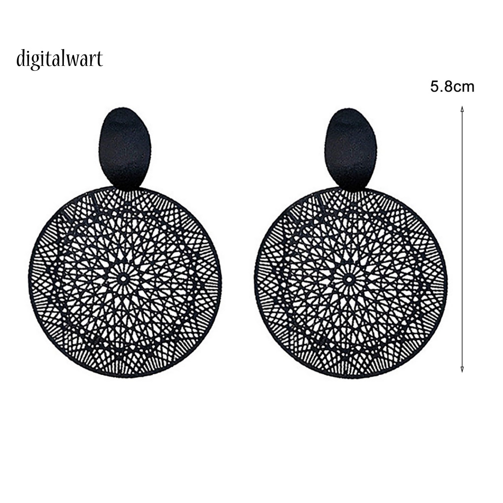 Kỹ Thuật Số| 1 Đôi Bông Tai Hợp Kim Tròn Rỗng Họa Tiết Thời Trang Dành Cho Nữ