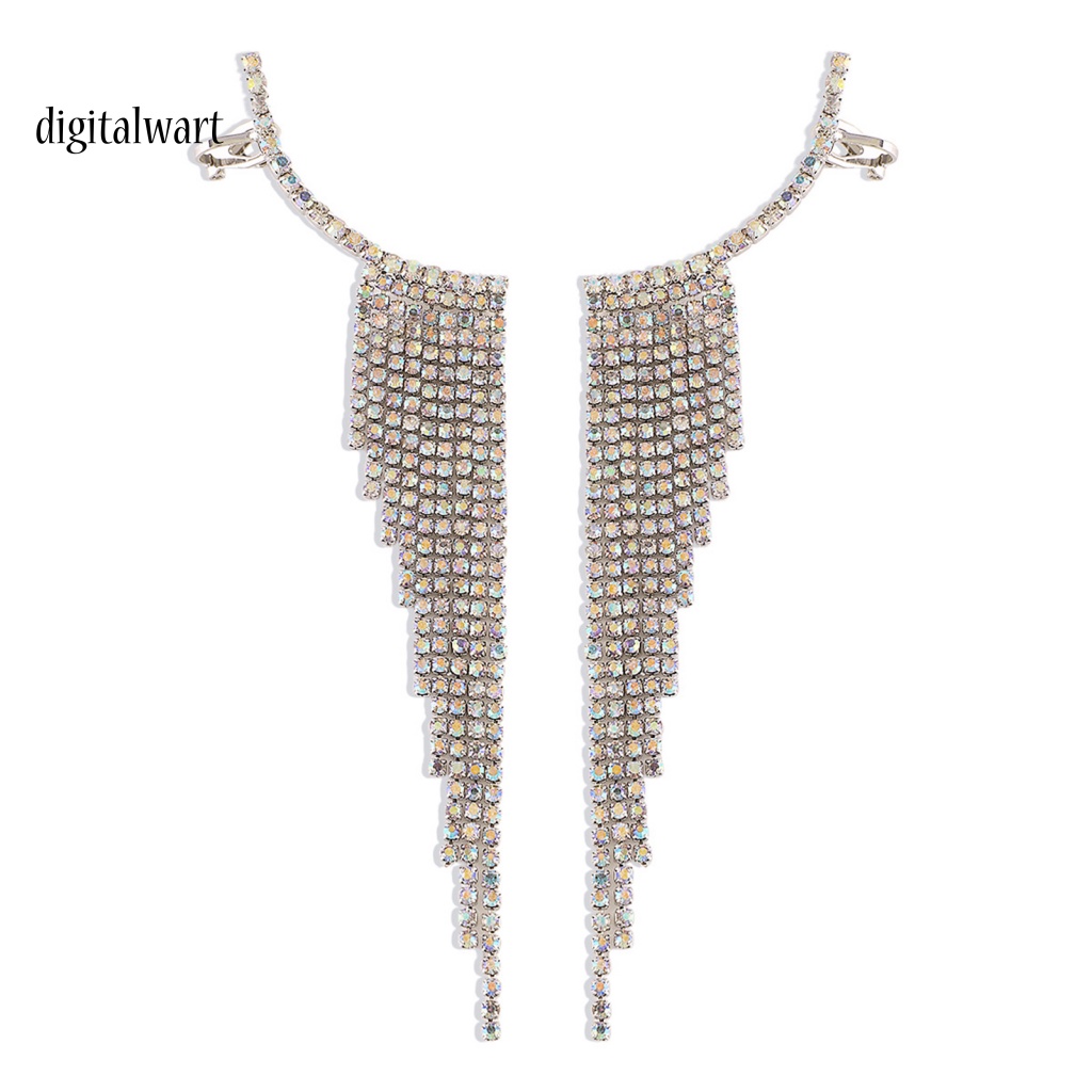 Kỹ Thuật Số| 1 Đôi Bông Tai Tua Rua Dáng Dài Đính Đá Thời Trang Dự Tiệc