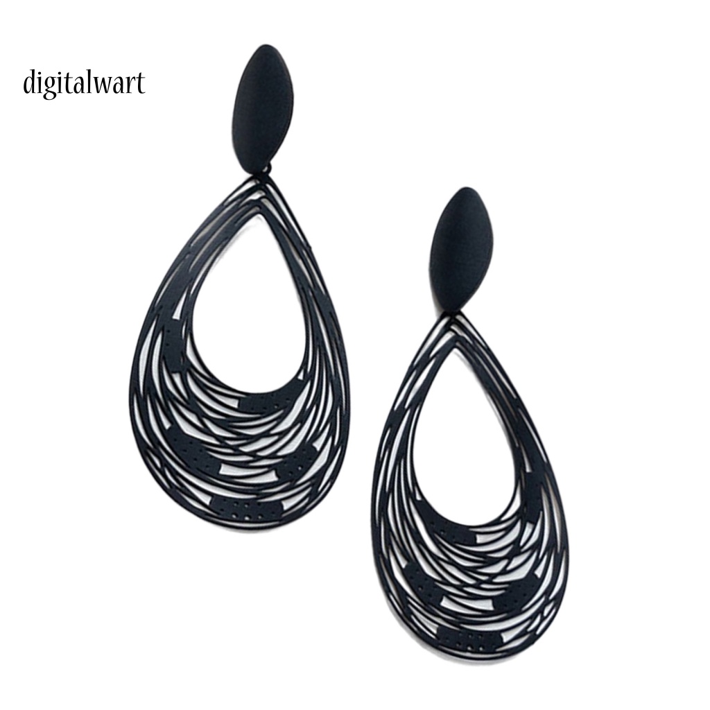 Kỹ Thuật Số| 1 Đôi Bông Tai Dáng Dài Màu Đen Nhám Phong Cách Retro