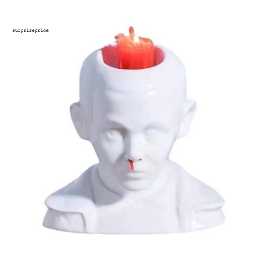 Giá Đỡ Nến Hình Đầu Người Màu Trắng Phong Cách Vintage Trang Trí Halloween