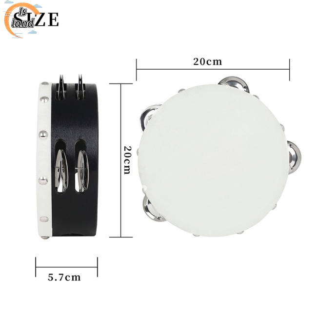 Set 2 Trống Lục Lạc Gỗ Lục Lạc Hai Hàng Kích Thước 6 Inch 8 Inch Dành Cho Trẻ Mẫu Giáo