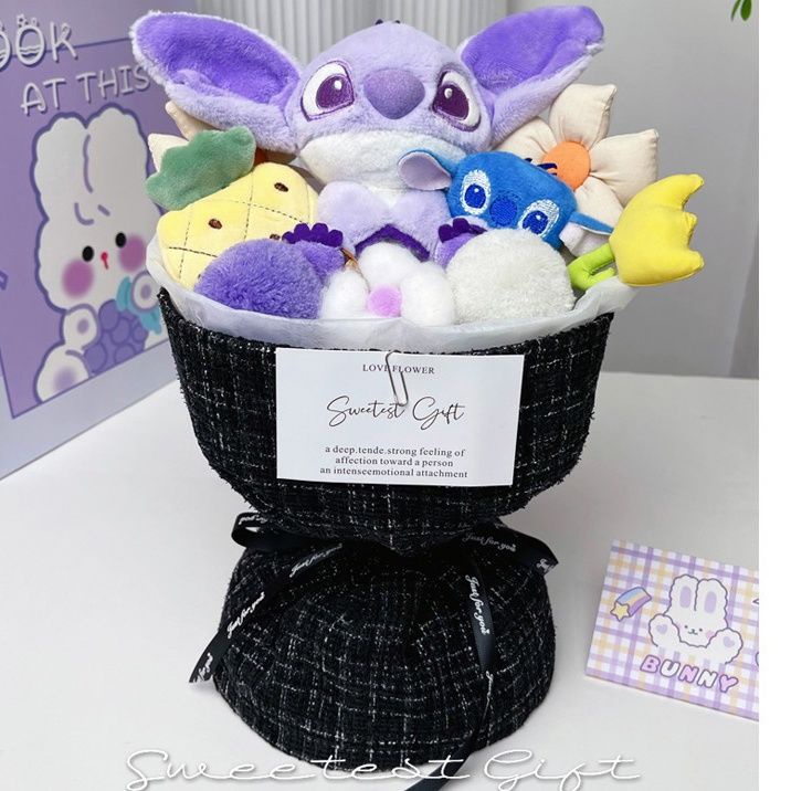 🎁Giao hàng nhanh chóng💝Búp Bê Stitch Nhồi Bông Màu Tím Dùng Làm Quà Tặng Sinh Nhật Cho Bé Gái
