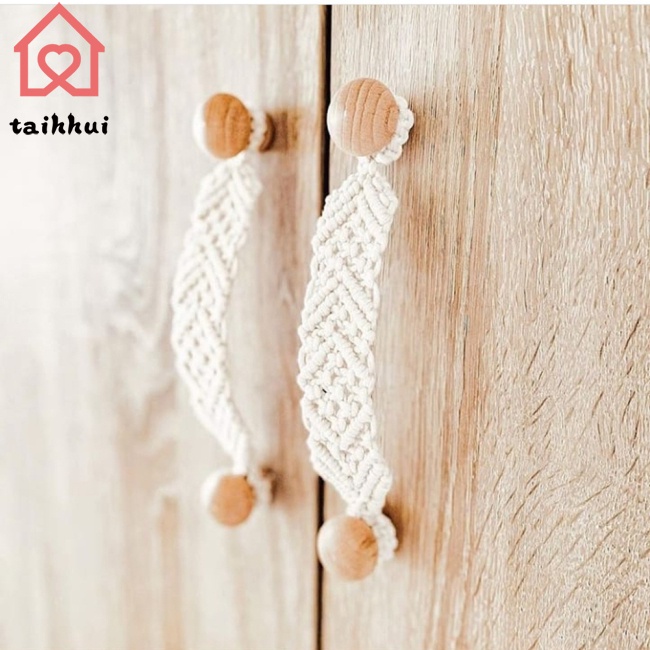 Tay Nắm Cửa Tủ Bằng Dây Cotton Bện Trang Trí Nhà Ở / Khách Sạn