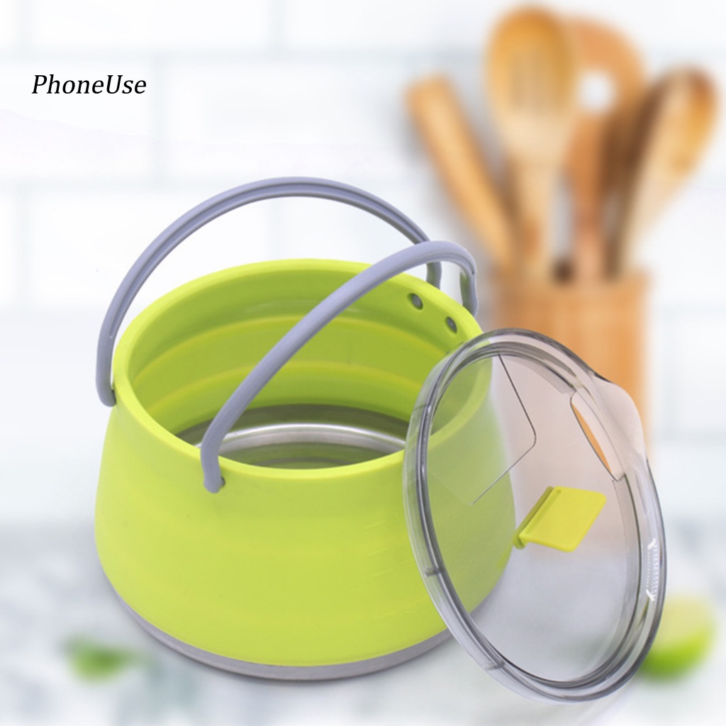 Ấm Đun Nước Bằng Silicon PU Chống Nhiệt Có Nắp Đậy Tiết Kiệm Không Gian