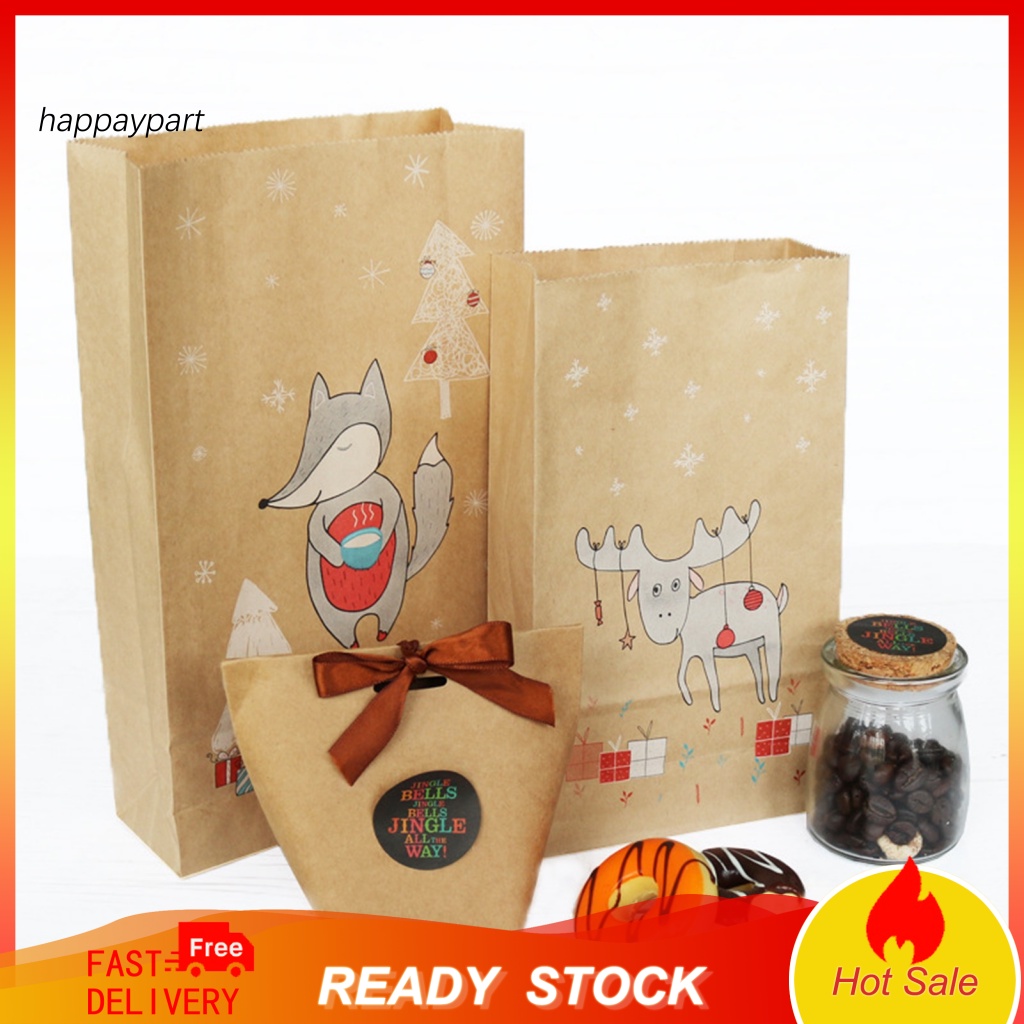 Set 12 / 24 Túi Giấy Kraft Thân Thiện Với Môi Trường Dùng Đựng Quà Giáng Sinh