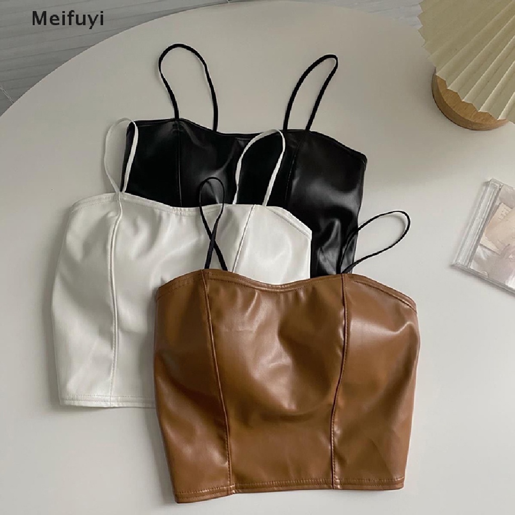 Áo Dây Bằng Da PU Màu Trơn Thời Trang Mùa Hè Dành Cho Nữ