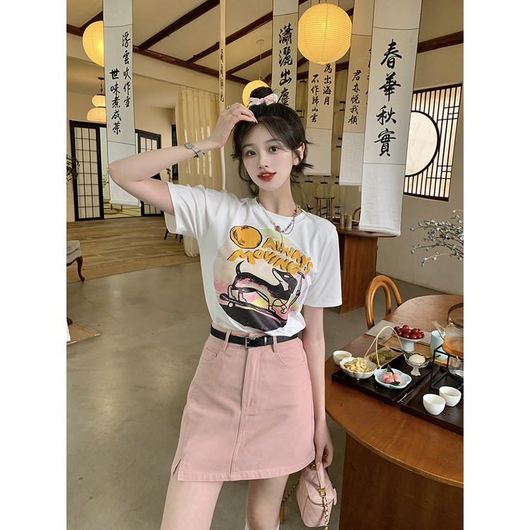 Áo Thun Tay Ngắn Dáng Ôm In Họa Tiết Chú Cún Kiểu Hàn Quốc Thời Trang Mùa Hè Cho