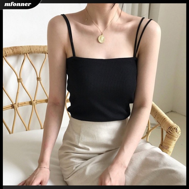 Áo Dệt Kim Hai Dây Ôm Dáng Gợi Cảm Cho Nữ