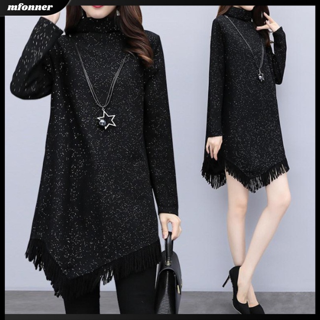 Đầm Dài Tay Cổ Cao Plus Size Cho Nữ