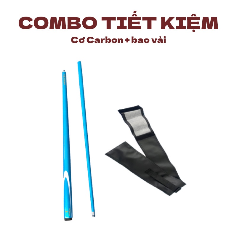 COMBO TIẾT KIỆM Cơ Carbon Chính Hãng Grama + Bao Vải 1/2 Bida Tú Ngọc Hàng Chính Hãng