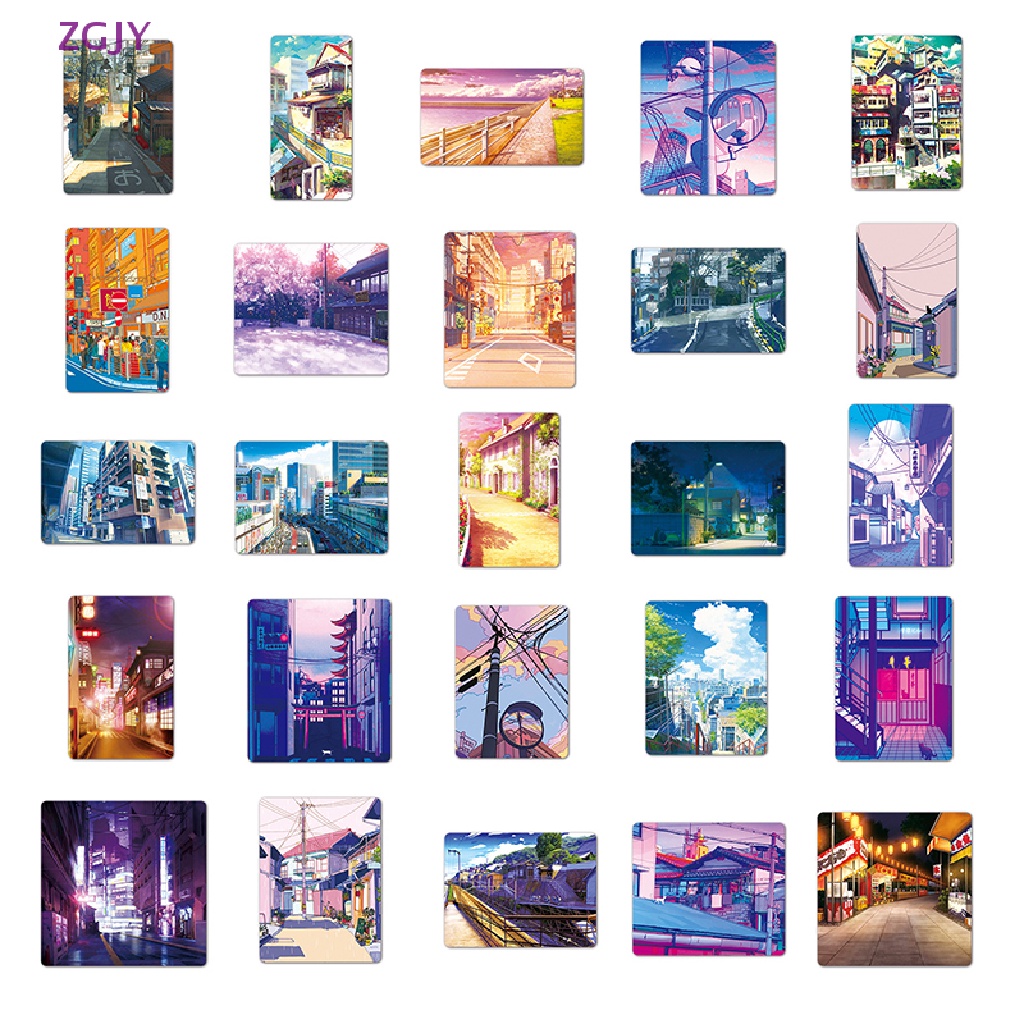 Set 50 Nhãn Dán Trang Trí Hình Phong Cảnh Đường Phố Graffiti Mới