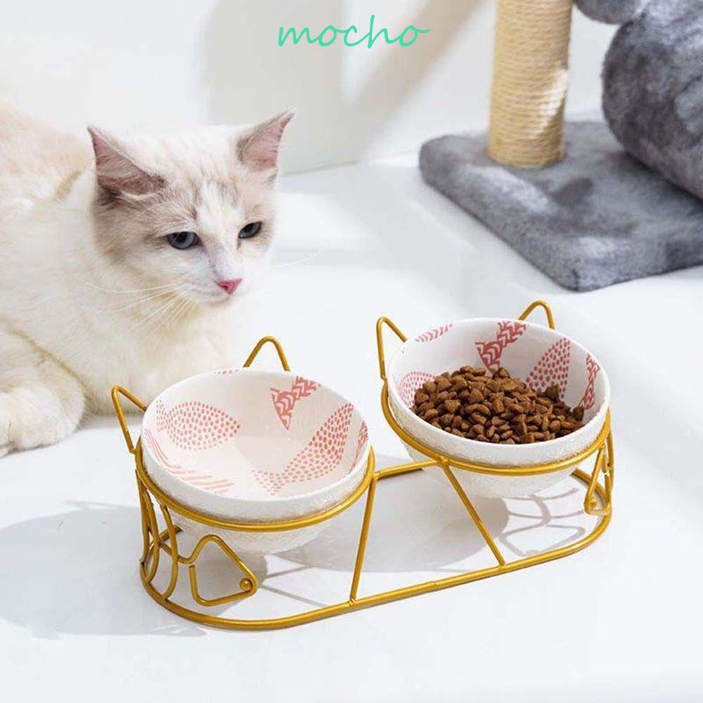 Tô Sứ Đựng Thức Ăn Nước Uống Hai Ngăn Hình Tai Mèo Cho Thú Cưng