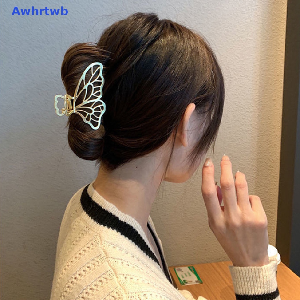 Kẹp Tóc Hình Bướm Bằng Kim Loại Màu Vàng Phong Cách Vintage Thanh Lịch Thời Trang Mới