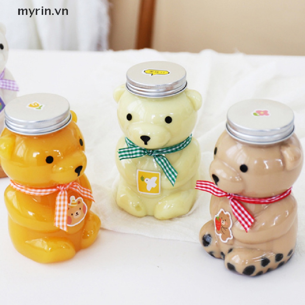 Chai Nhựa Đựng Nước Ép Dùng Một Lần In Hình Gấu Dễ Thương