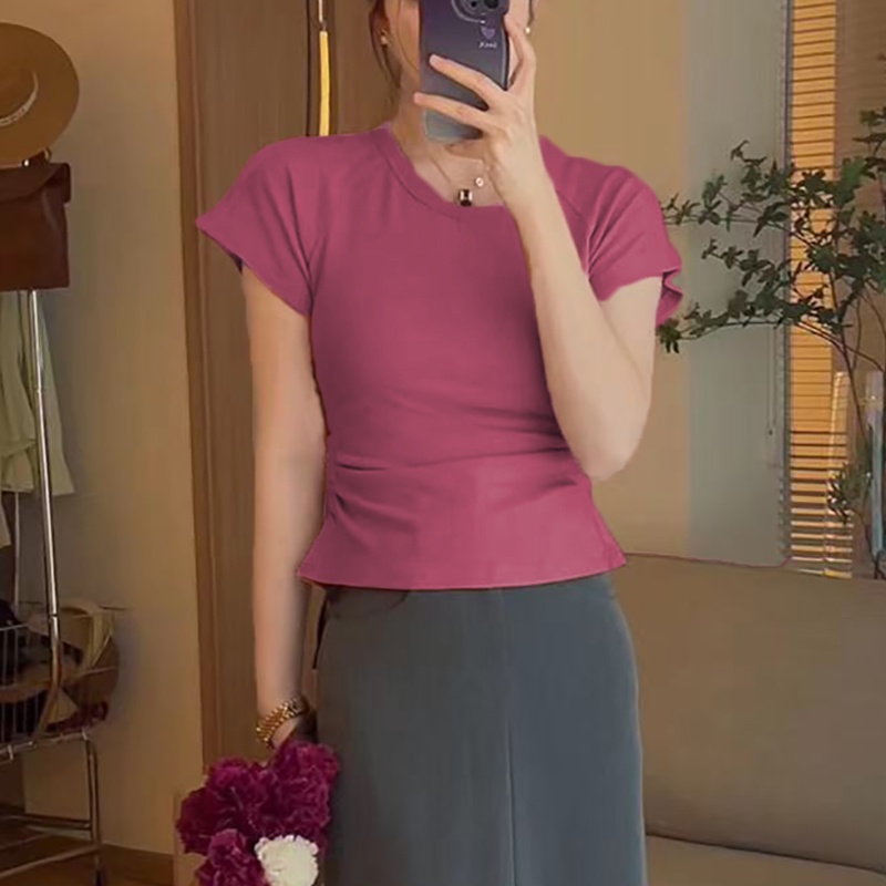 Áo thun SUXI cotton tay ngắn hở lưng đơn giản cho nữ