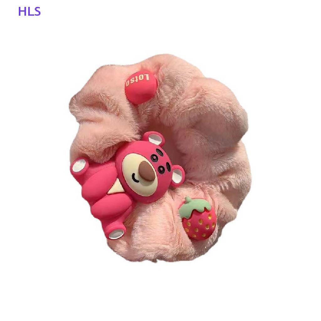 Kẹp Tóc Lông Xù Hình Gấu / Quả Dâu Tây Dễ Thương Dành Cho Nữ