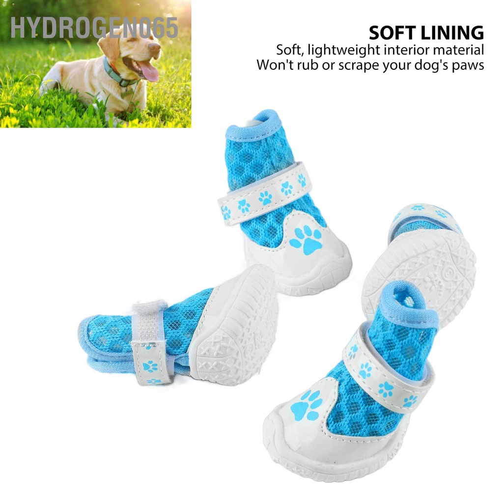 Hydrogen065 4 Boot Cho Chó Mùa Hè Thời Trang Lưới Thoáng Khí Nhẹ Chống Trơn Trượt Chân Bảo Vệ Ngoài Trời Đi Bộ