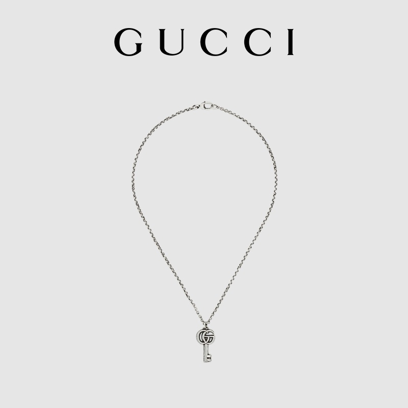 Hàng Có Sẵn GUCCI Vòng Cổ Bạc Mặt Hình Chìa Khóa Đôi G Đôi Cho Nữ