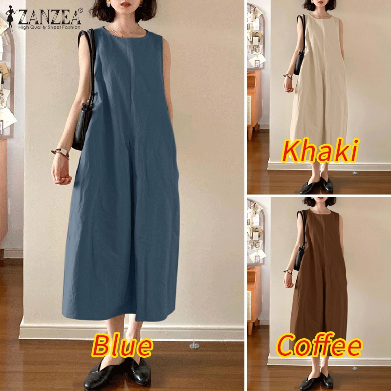 Đầm ZANZEA không tay cổ tròn thời trang cho nữ