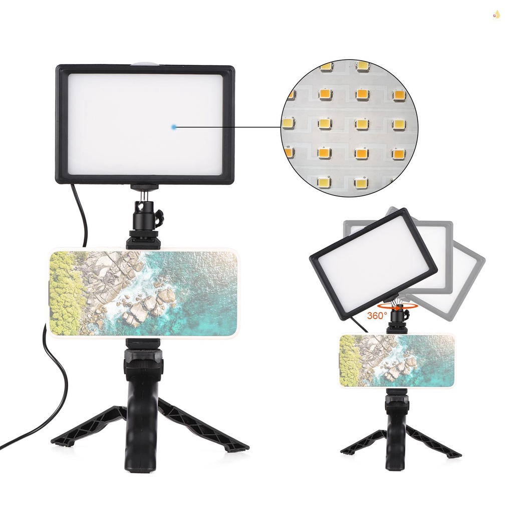 Bộ Đèn LED Andoer Để Bàn Chuyên Nghiệp + Giá Đỡ Ba Chân Điều Chỉnh Được + 120 Hạt Đèn Màu Nhiệt Độ 3200-5600K 14 Mức Độ Sáng