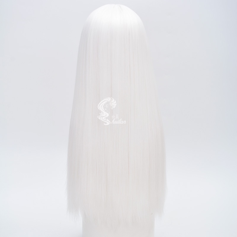 Bộ Tóc Giả Dài Thẳng Màu Trắng Nhám Phong Cách Lolita Cho Nữ jk