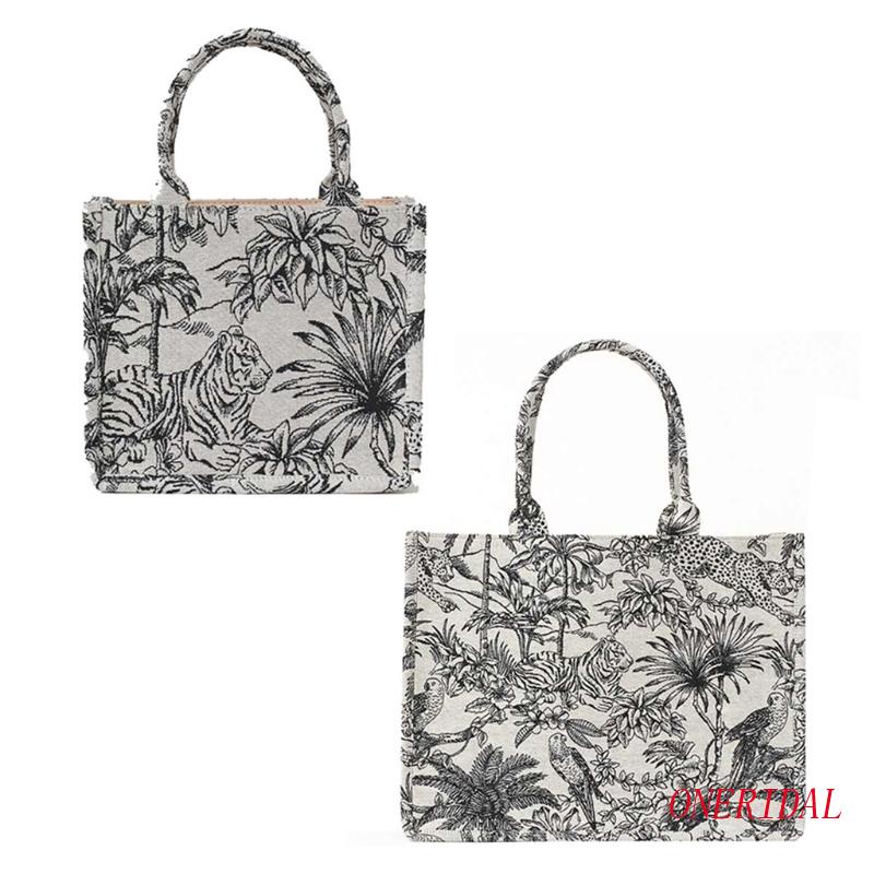 Túi Xách Tay Bằng Vải Canvas Trọng Lượng Nhẹ Thêu Trang Trí Giản Dị Thời Trang Dành Cho Nữ