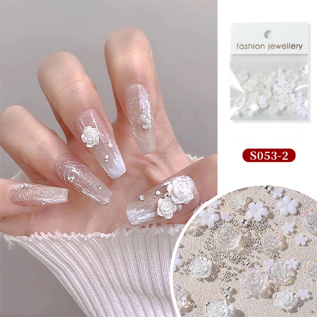 1 Bộ Hạt Charm Lấp Lánh Bằng Thép Trang Trí Móng Tay DIY