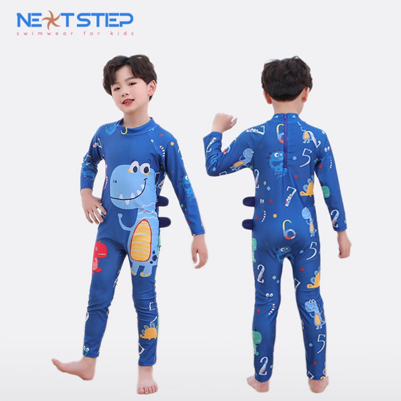 Đồ bơi bé trai, tay dài quần dài chống nắng chất vải mềm mại co dãn 4 chiều, bao gồm nón bơi size từ 14kg đến 30kg