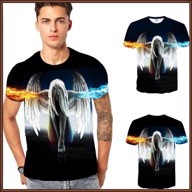 Áo Thun Tay Ngắn In Hình Thiên Thần 3D Thời Trang Cho Nam Và Nữ