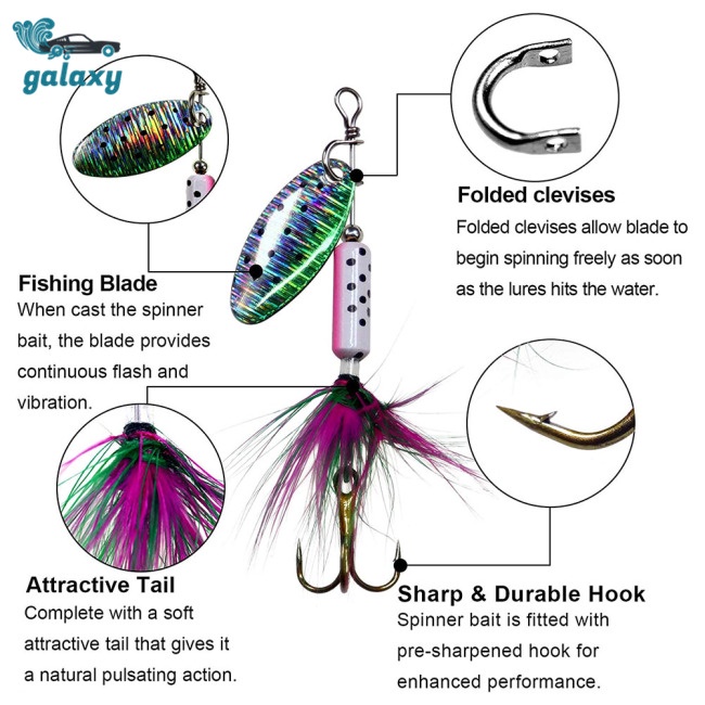 Galaxy Set 4 Mồi Giả Nhử Cá 6.5cm3.5g Bằng Lông Vũ Gắn Kèm Móc Câu Tiện Dụng