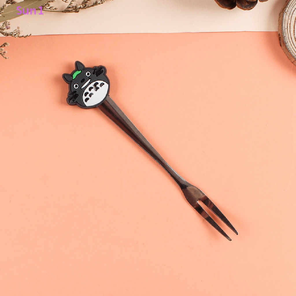 Bộ 5 Nĩa Mini Bằng Thép Không Gỉ Họa Tiết Hoạt Hình Dễ Thương 1 Món