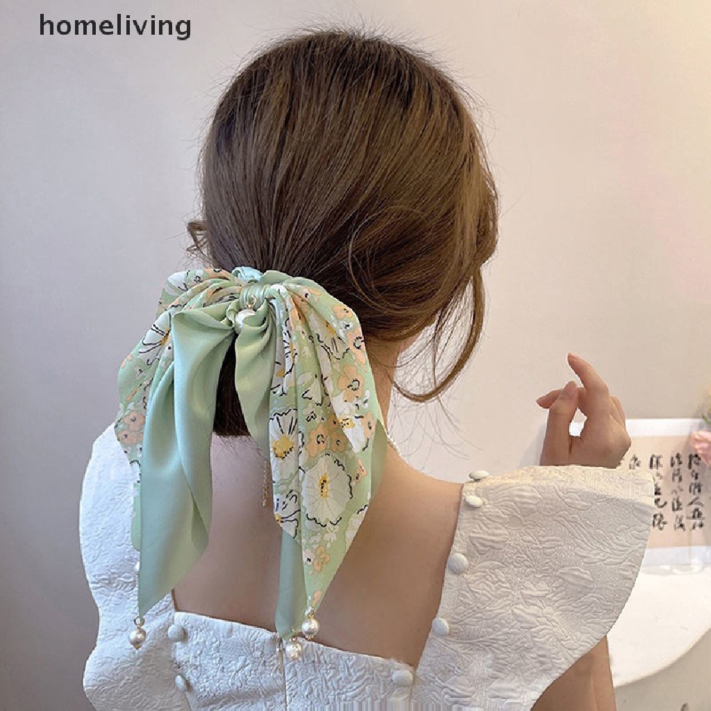 Dây Buộc Tóc Hình Nơ Đính Ngọc Trai Đơn Giản Thời Trang Hàn Quốc