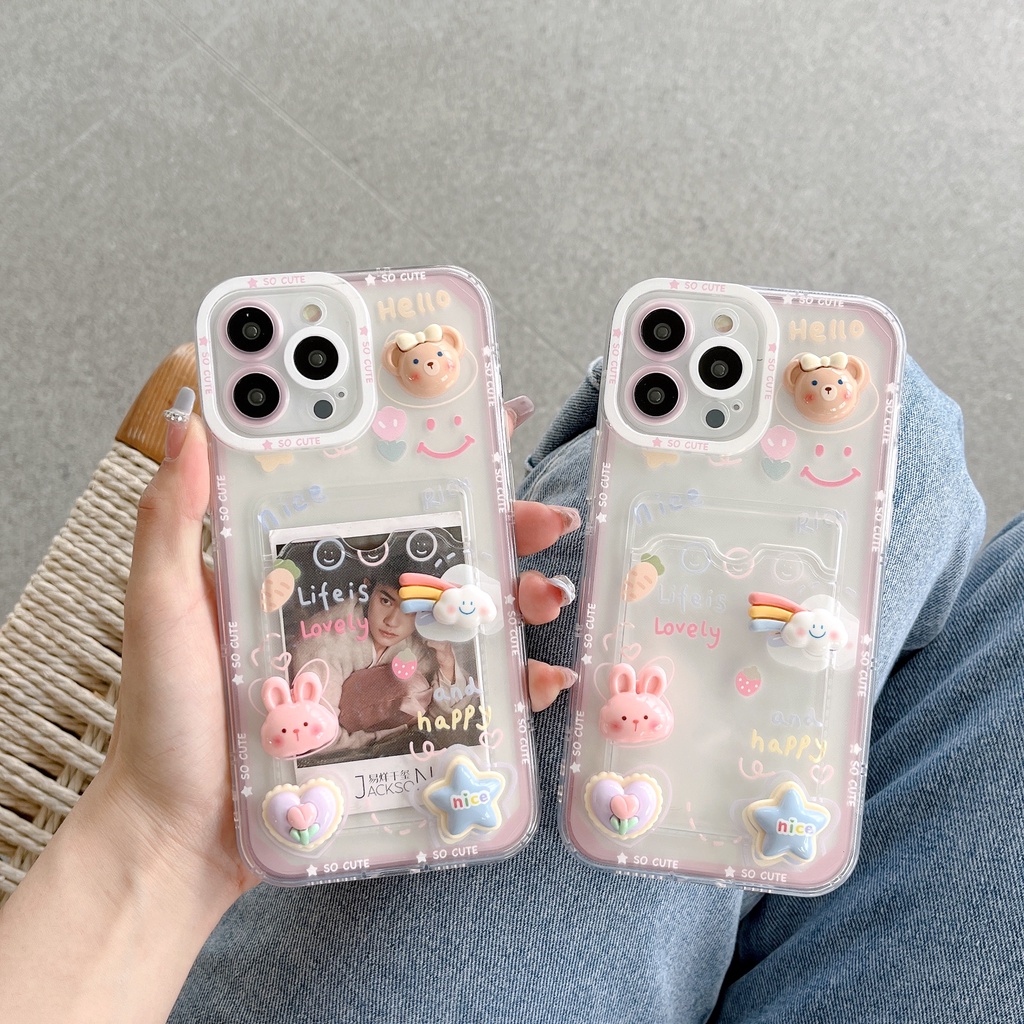 Ốp Điện Thoại TPU Silicon Mềm Trong Suốt Họa Tiết 3D Dễ Thương Cho iPhone 14 13 12 11 Pro XR XS Max 7 8 14 Plus