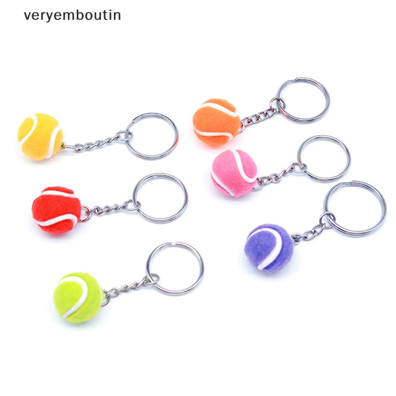 Móc Khóa Kim Loại Hình Quả Bóng Tennis 6 Màu Sắc