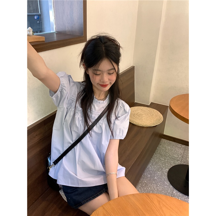 Áo Kiểu Búp Bê Tay Phồng Ngắn Dáng Rộng Thời Trang Mùa Hè Xinh Xắn Cho Nữ