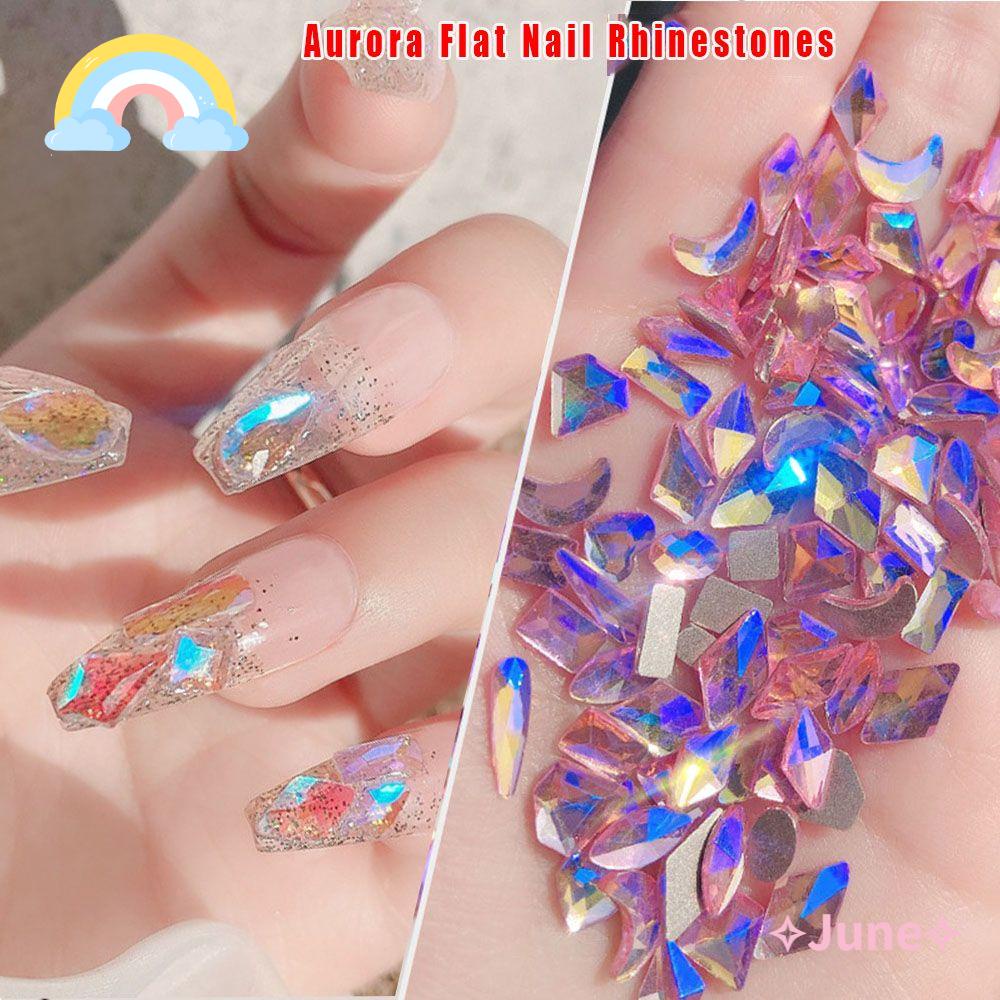 [Hàng mới về] Set 100 thạch trang trí móng tay ánh kim cương 3D nhiều màu thiết kế mặt phẳng long lanh nghệ thuật