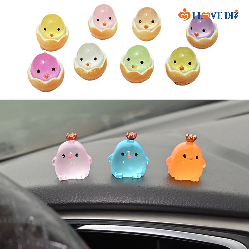 Đồ Chơi Gà Điêu Khắc Hoạt Hình Mini Bằng Nhựa Resin Phát Sáng Ban Đêm Trang Trí Bảng Điều Khiển Xe Hơi DIY