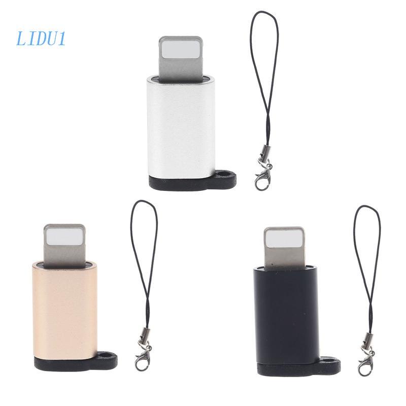 Dây Cáp Sạc Nhanh Chuyển Đổi LIDU1 8Pin Female Sang Micro USB Male Có Móc Khóa