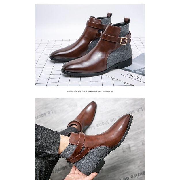 Giày Bốt Da Cổ Cao Thời Trang Cho Nam, Size 39-48