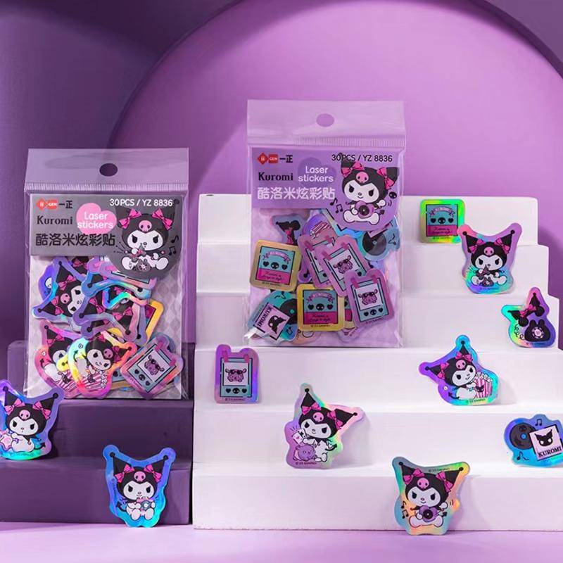 Nhãn Dán Hành Lý / Ván Trượt Ba Chiều Laser Sanrio Kuromi Cinnamoroll Hoạt Hình Dễ Thương Cá Tính Làm Quà Tặng Văn Phòng Phẩm DIY