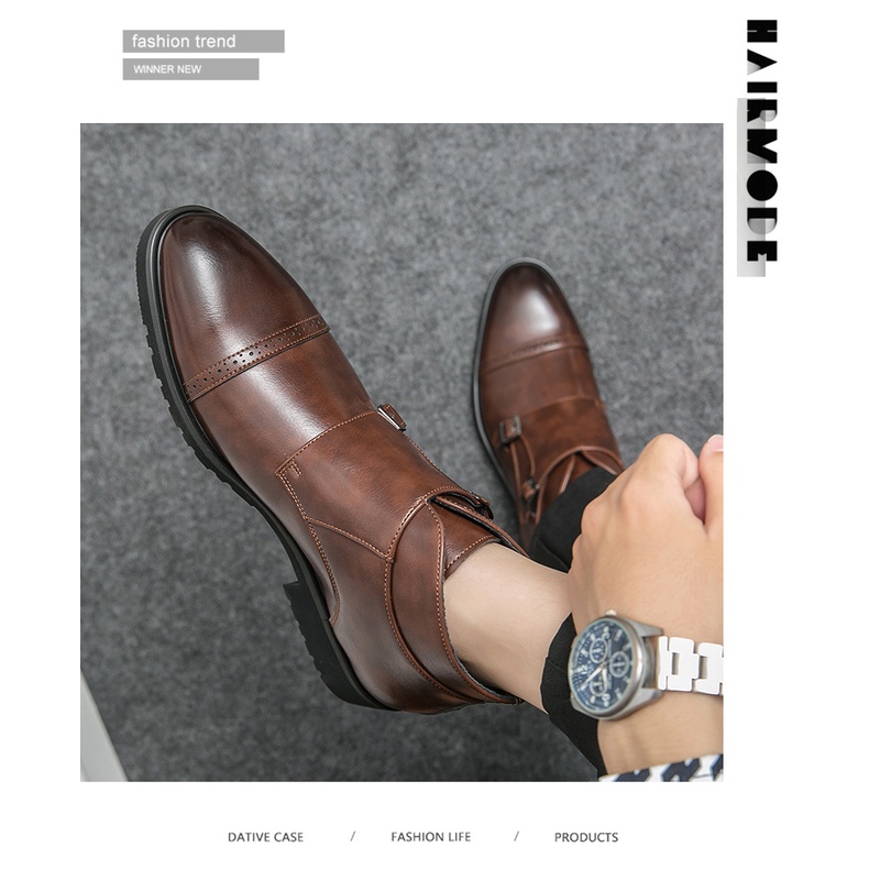 Giày bốt da nam mũi nhọn thoáng khí