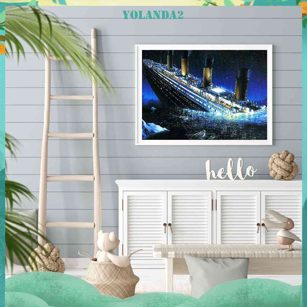 Tranh Đính Đá Kim Cương Toàn Bộ 5D DIY Hình Vẽ Tàu Titanic RMS