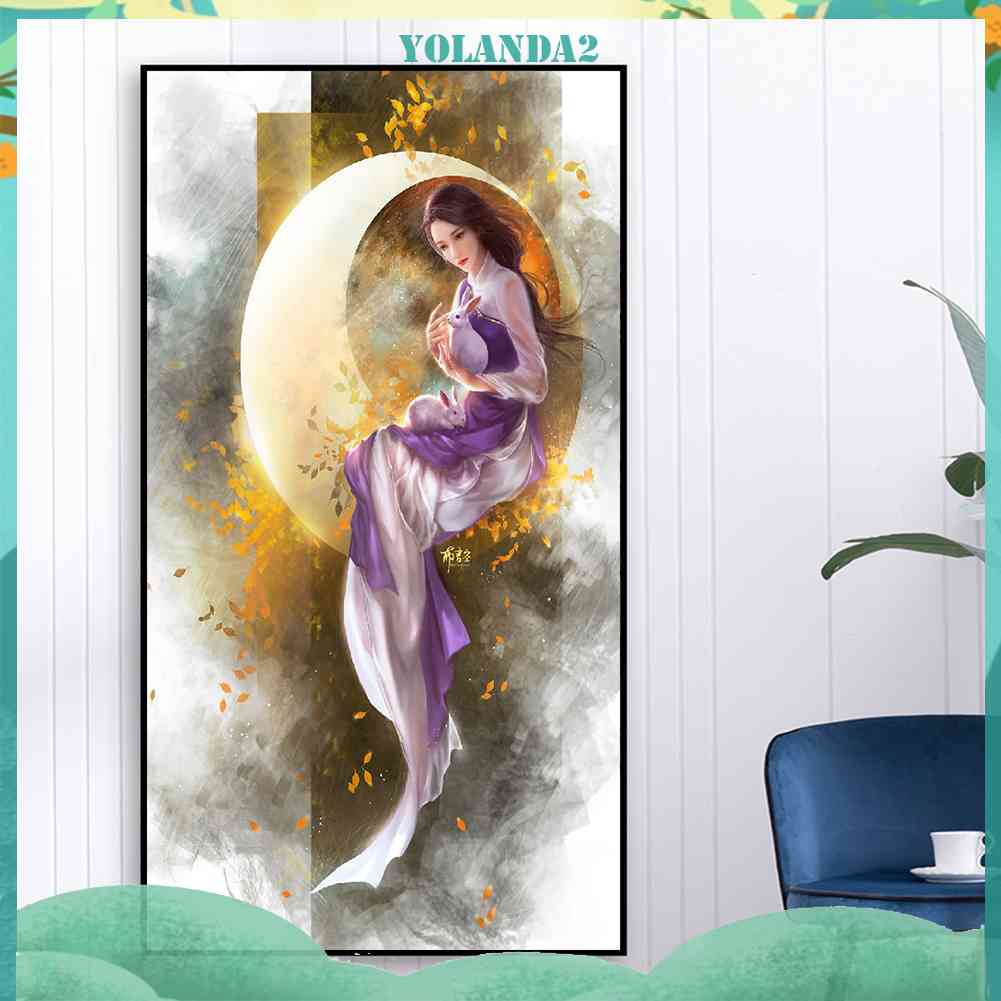 Bộ Tranh Đính Đá 5D Họa Tiết Mặt Trăng Độc Đáo DIY Dùng Trang Trí Nhà Cửa