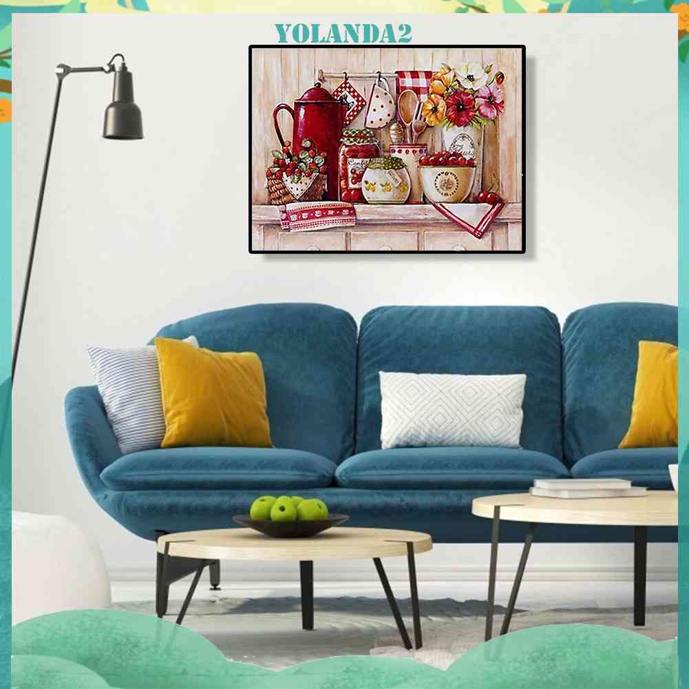 Tranh Đính Đá Kim Cương Toàn Bộ 5D DIY Hình Vẽ Nghệ Thuật Trang Trí Nhà Bếp