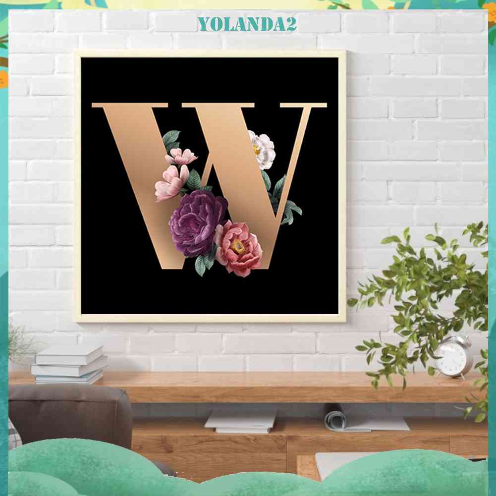 Tranh Đính Đá 5D Toàn Diện Họa Tiết Hoa Và Chữ Cái Trang Trí Nhà Cửa
