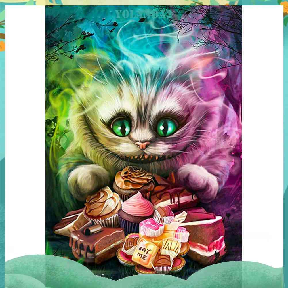 Bộ Tranh Đính Đá 5D Họa Tiết Chú Mèo Độc Đáo Diy Dùng Trang Trí Nhà Cửa