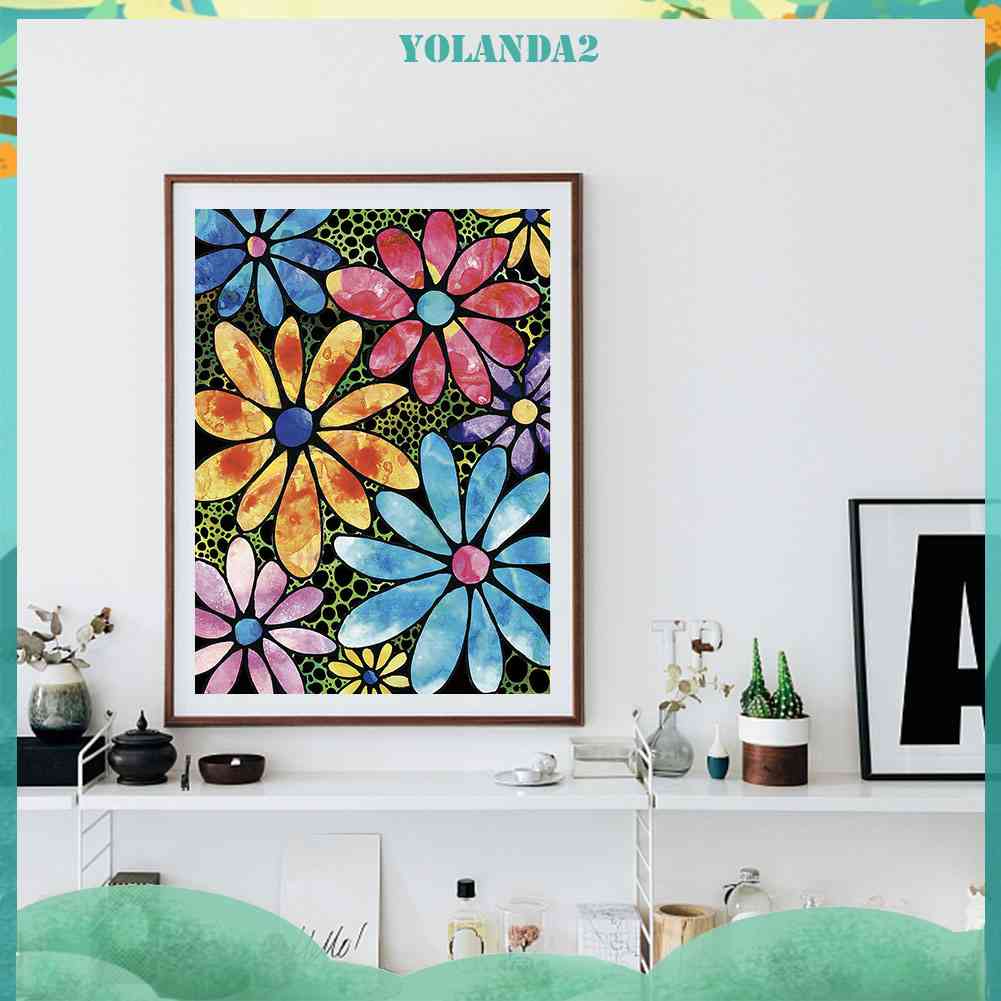 Bộ Tranh Đính Đá 24 Màu Sắc Họa Tiết Hoa Phong Cách Mosaic Độc Đáo Trang Trí Nhà Cửa