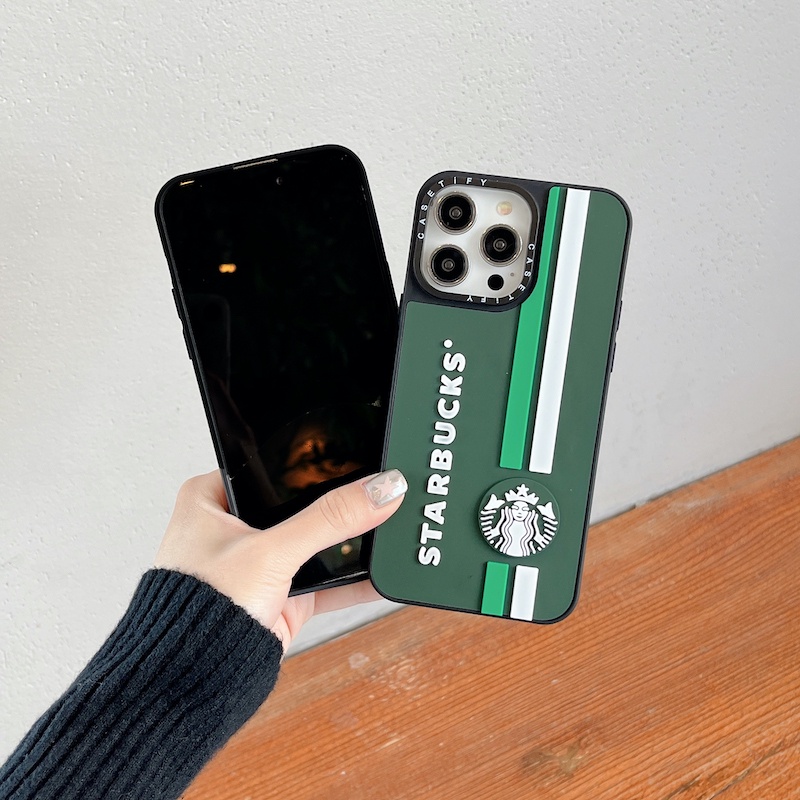 Ốp Điện Thoại Silicon In LOGO Starbucks 3D Cho iPhone 15 14 13 12 11 Pro Max Plus 7 8 SE X XS XR